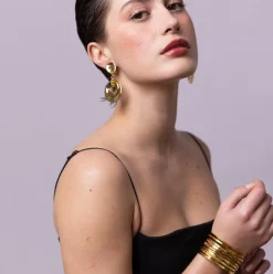 Boucles D'oreilles Clip Doré Voie Lactée