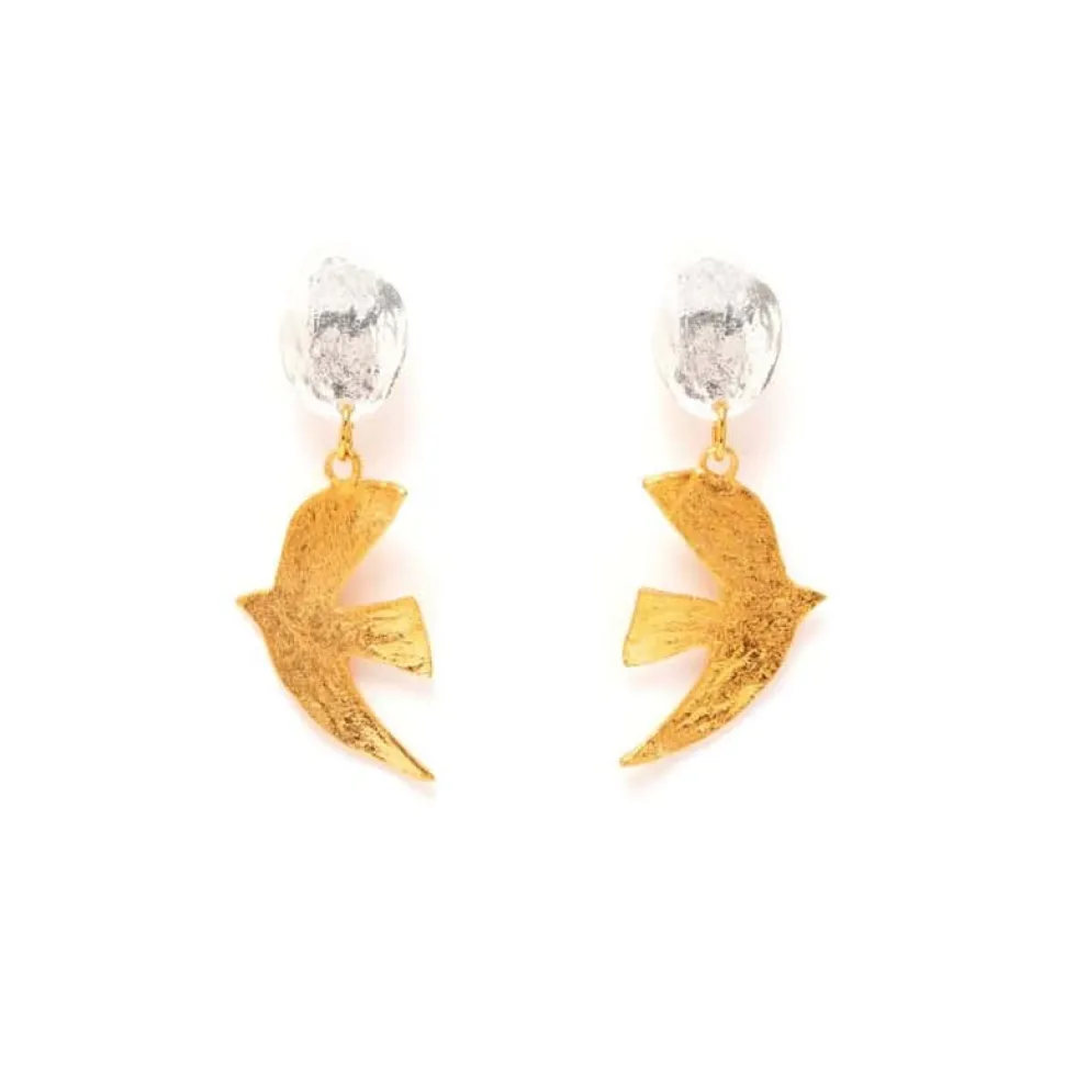 Boucles D'oreilles Clips Doré Argenté Voyage