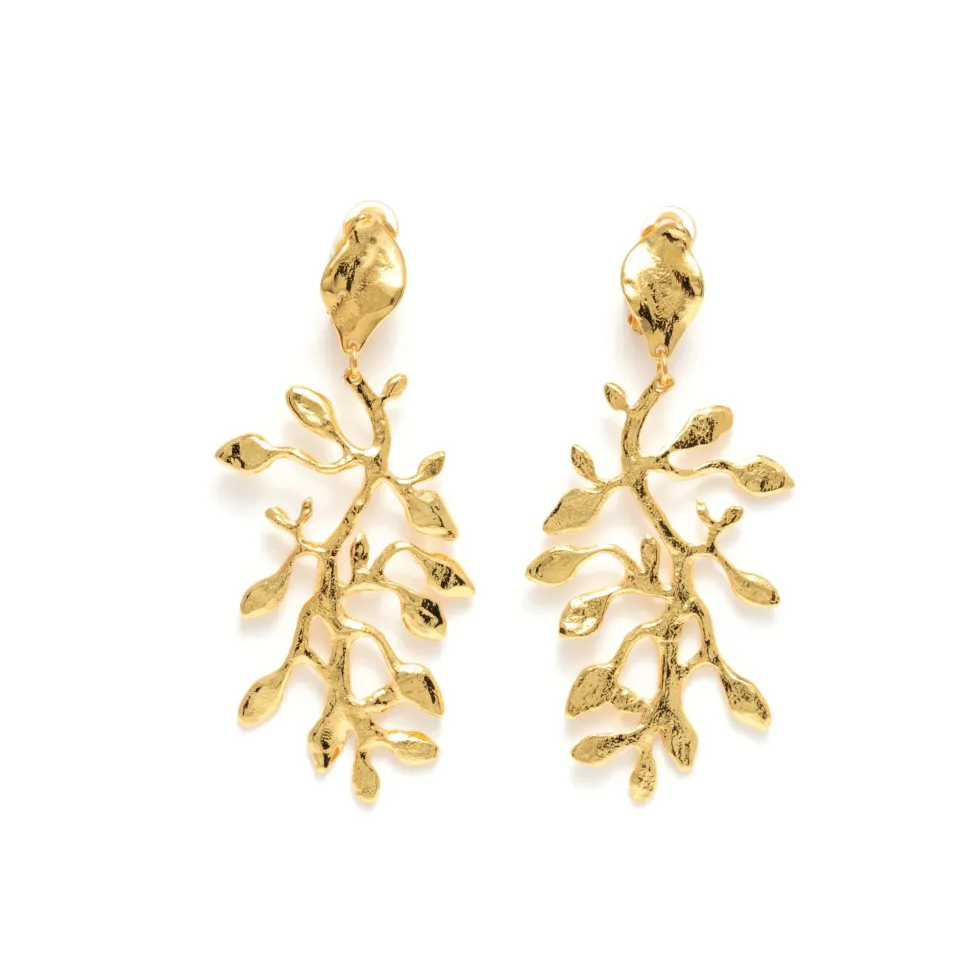 Boucles D'oreilles Clips Doré Végétal