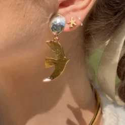 Boucles D'oreilles Clips Doré Argenté Voyage