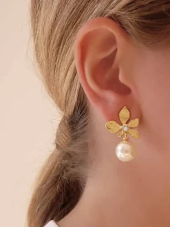 Boucles D'oreilles Clips Doré Végétal