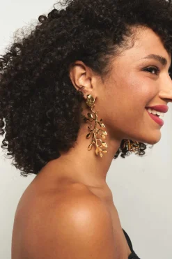 Boucles D'oreilles Clips Doré Végétal