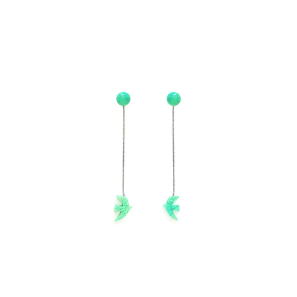 Boucles D'Oreilles Percées Argent Opaline