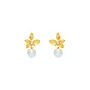 Boucles D'oreilles Percées Doré Végétal
