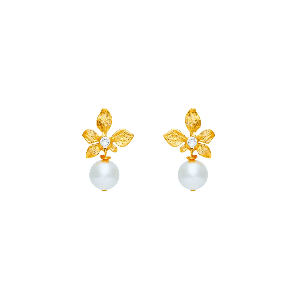 Boucles D'oreilles Percées Doré Végétal