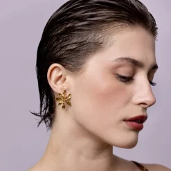 Boucles D'Oreilles Percées Doré Végétal