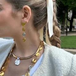 Boucles D'oreilles Percées Doré Argenté Mille Et Une Nuit